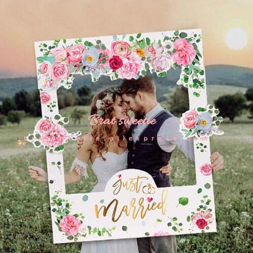 Just Married Photo Booth Frame Props Wedding Decoration Bridal Shower Mr Mrs Photobooth Props Hen Party Bride Groom Favors