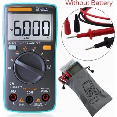 Auto Digital Multimeter 6000 Counts Backlight AC/DC Transform Ohm Ammeter Resistance Capacitance Temperature Tester Meter ZT102