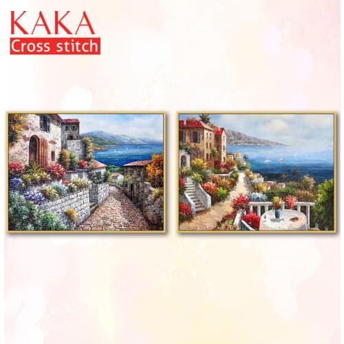 Cross stitch kits,Embroidery needlework sets with printed pattern,11CT-canvas for Home Decor Painting,Landscape Full NCKS082