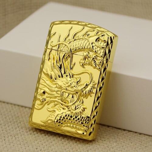 Embossed Dragon Inflatable Lighter Personality Creative Metal Straight Into The Windproof Lighter Cool Smoking Accessories