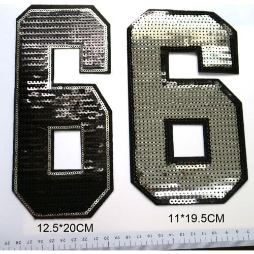 1pc Sequin number patches for clothing DIY Iron on black parch appliques Embroidery applique patch ropa clothing accessories