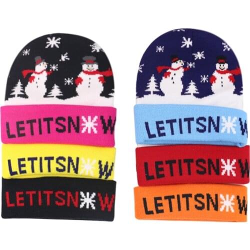 2021 New Christmas Snowman Hat Colorful Merry Christmas Knit Hats Beanie Hairball Caps Adult Child For Christmas Party