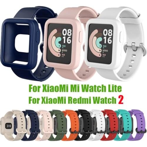 2 Pack Strap Protector Case For XiaoMi Mi Watch Lite bands Mi Watch Lite Protector Case Cover Watch bands screen protector Film