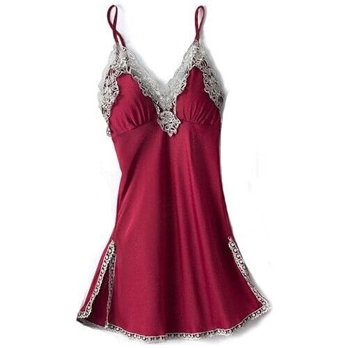 Sexy Backless Nightgown Sleep Gown Summer Lace Satin Strap Nightdress Silky Womens Chest Pads Nighty Dress Sleeveless Sleepwear