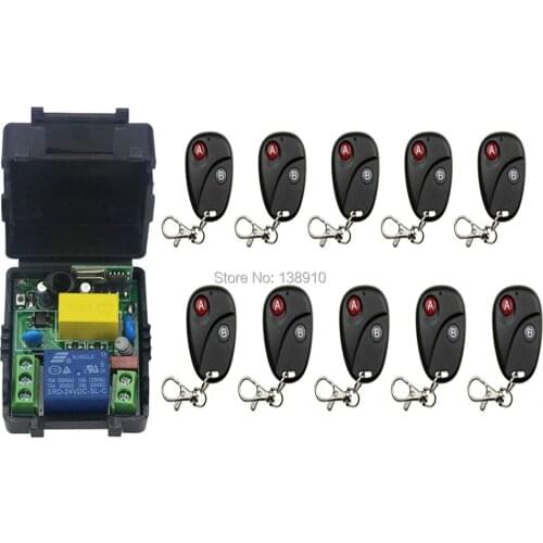 High Quality new AC220V 10A 1CH 1Channe RF wireless remote control switch System, 10X Transmitter + 1 X Receiver,315/433 MHZ