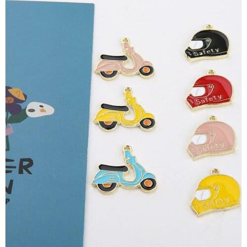 6pcs Japanese Cartoon Earring For Gifts Children life fun electric car helmet hard hat pendant Cute DIY jewelry earring material