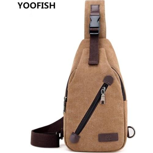 YOOFISH New canvas mens chest bag single-shoulder slant cross bag leisure sports outdoor cycling fashion Messenge bag XZ-077