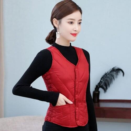 Woman Jacket Vest Autumn Winter down Cotton-Padded Womens Light Short Inner Wear Liner Close-Fitting Vest Chaleco Mujer