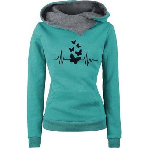 Oversized Womens Hoodie Sweatshirts 2021 Autumn Winter Butterfly Print Long Sleeve Pocket Casual Pullover Tops Female Hoodies