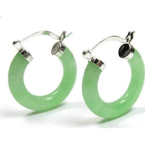 Wholesale new Light green Quartzite stone Hoop Earrings for women fashion Jewelry