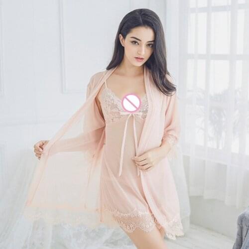 9 Color 2018 New Women Sexy Net Yarn Lingerie Lace Cut Out Backless Deep V Transparent Erotic Sling Sleepwear Slips M-XL