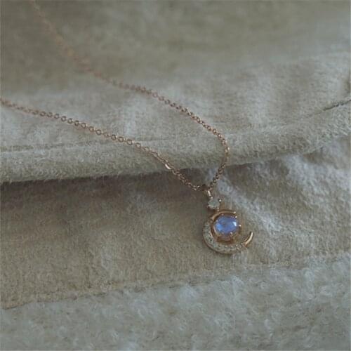 925 Sterling Silver Adjustable Chain Moonstone Moon Charm Pendant Choker Necklace For Women Statement Wedding Jewelry dz587