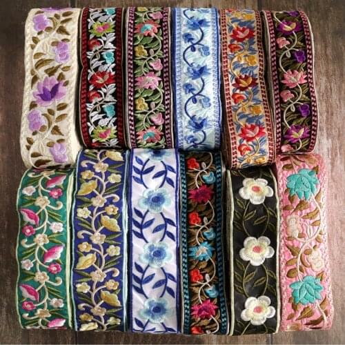 1 meter/lot Ethnic Embroidered Lace Trim Jacquard Ribbon for Garment Accessories DIY Craft Making Flower Sewing Lace Fabric