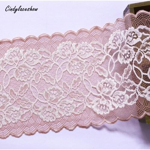 1Yard 19.5cm Wide Embroidered Elastic Lace Trim For DIY Clothing Accessories Sewing Materials Garter Stretch Lace Fabric Orange