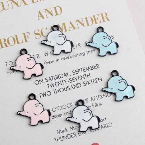 10pcs 20*20MM Fashion Enamel baby elephant charms for jewelry making animal pendants for bracelet necklace dangle DIY metal gold