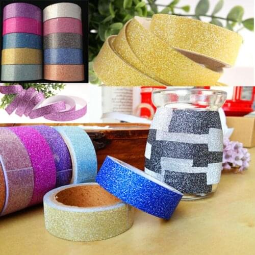 10 Pieces Glitter Washi Tape Stationery Scrapbooking Color Decorative Adhesive Tape tape exquisite Korean Masking Tapes ver G7Y1