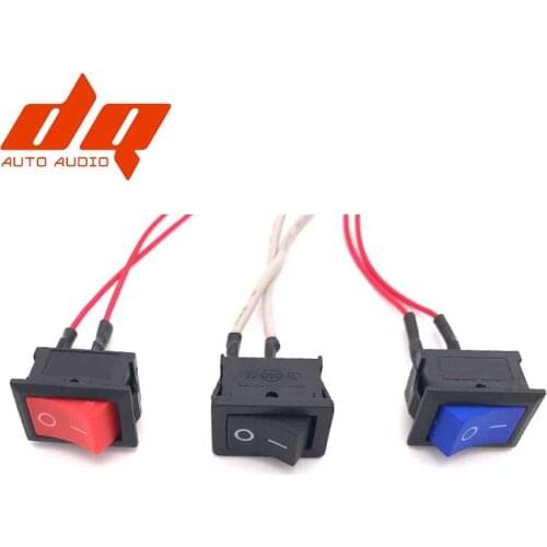 10pcs Black Red Blue Rocker Switch 20 Amp DC, Round Light 12 V Volt Kit Car 2Pin Switch Cable Wire