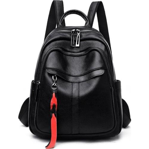 2021 Women Leather Backpacks for Teenage Girls Luxury Female Backpacks Shoulder Bag Sac A Dos School Bags for Girls Back Pack