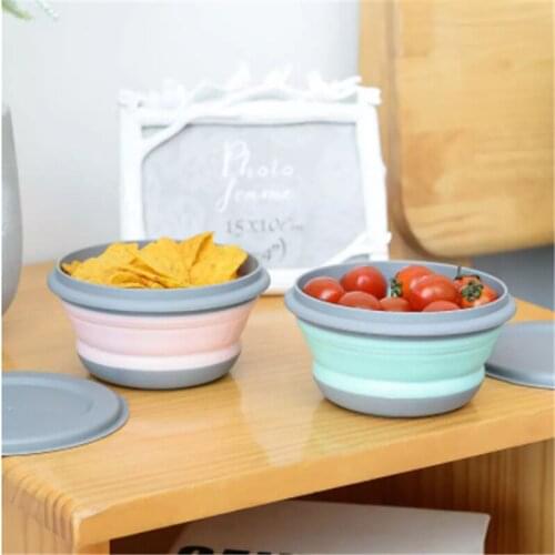 3Pcs/Set Bowl Sets Silicone Folding Lunch Box Folding Bowl Portable Silicone Folding Bowl Foldable Salad Bowl With Lid