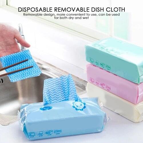 80pcs Household Kitchen Disposable Rags Non-woven Fabrics Absorbent Kitchen Lazy Rags Dish Cloths Cleaning Towels Scouring Pads