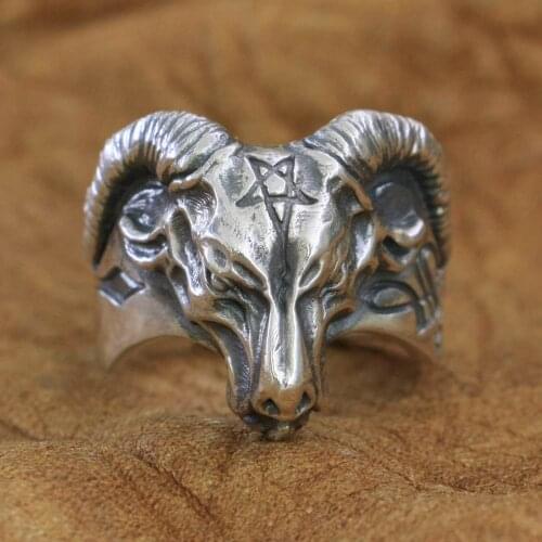 925 Sterling Silver Satan Argali Ring Mens Biker Punk Ring TA272 US Size 7 to 15