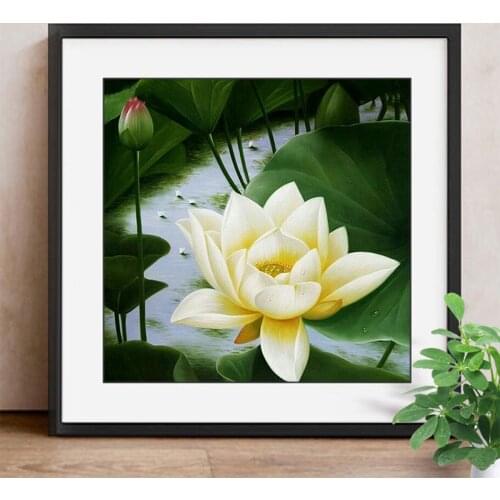 Diamond Cross Stitch Diamond Embroidery Lotus Home Decor Diamond Painting Mosaic Floral Picture Pastes Craft Needlework