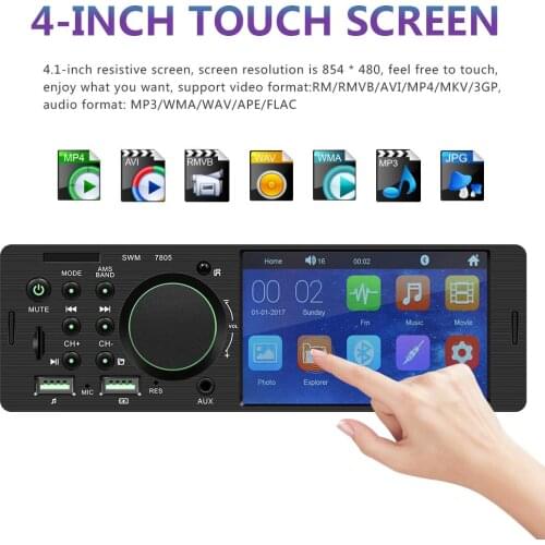 4.1 Inch TFT 1 Din Car Touch Screen Radio Stereo FM Radio Bluetooth MP5 Player Can Be Connected To The Rear View Camera