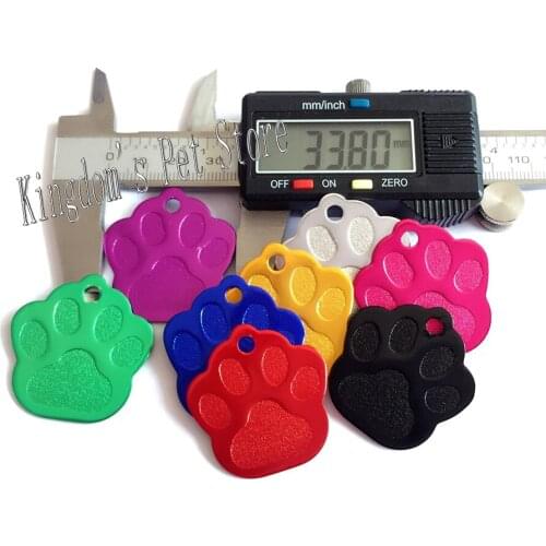 Free shipping pet tag mix colors dog name tags dog paw shaped pet id tag fashion pet pendant