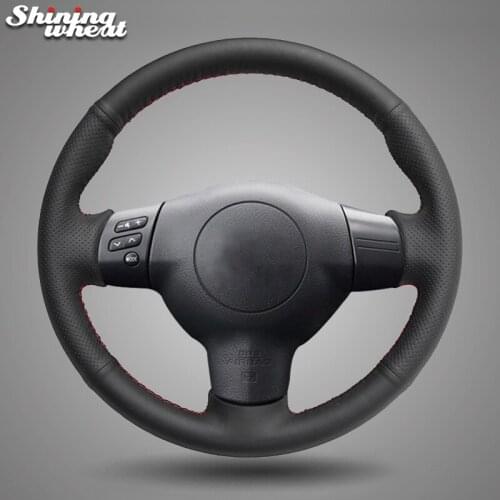 Shining wheat Black Leather Car Steering Wheel Cover for Toyota Corolla 2004-2006 Caldina 2002-2007 RAV4 (US) 2004-2005 Scion tC