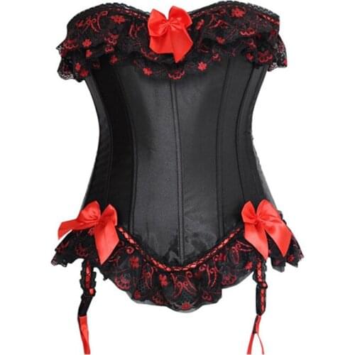 Plus Size S-6XL Top Sexy Black Lace Corset Basque Lingerie 079=QF8069