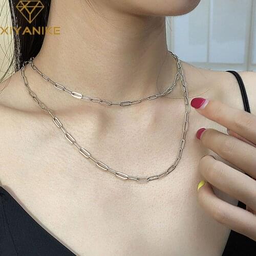 XIYANIKE 925 Sterling Silver NEW Western style Creative Double-layer Wide Chain Necklace Hip-hop Clavicle Chain Female ожерелье