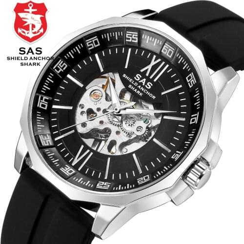 Shark Luxury Waterproof Automatic Mens Mechanical Watch Phase self-winding mans sport watches Reloj mujeres Montre Homme