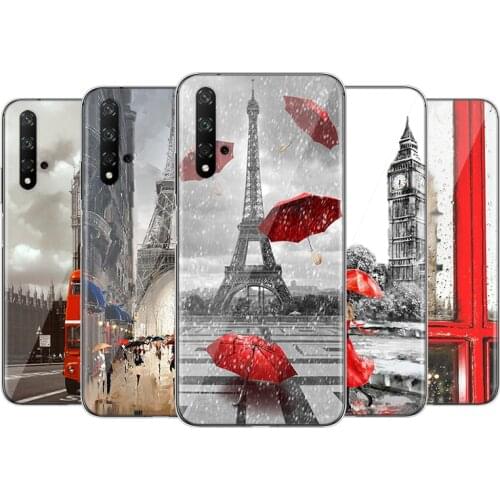 Eiffel Tower London city Silicone Cover For Huawei Honor 9X 9N 9 Lite 8S 8C 8X Play 8A 8 V9 3E 7A 7C Pro Phone Case