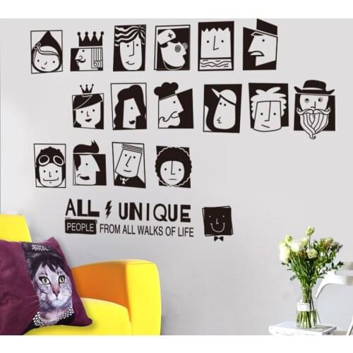 Black and White Head Sculpture Wall Stickers DIY Pattern Wall Decals for Living Room Decoration Accessories