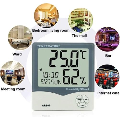 Smart LCD Digital ThermometerHygrometerTemperature And Humidity Tester Household Thermometer Weather Station With Calendar Alarm