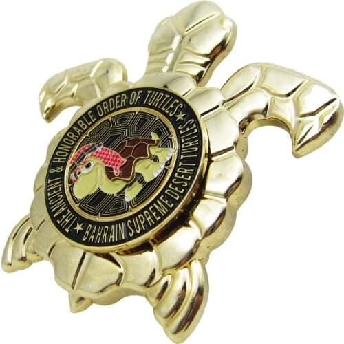 Design turtle shape engraving coin custom metal coin