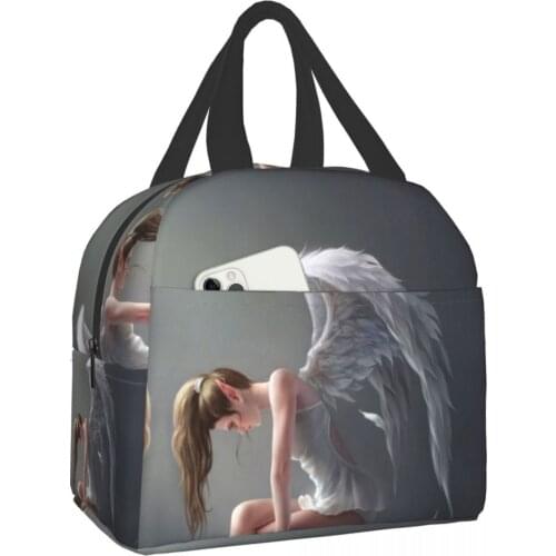 Angel Functional Pattern Cooler Lunch Box Angel Portable Lunch Bag Thermal Food Picnic Lunch Bags For Women Kids