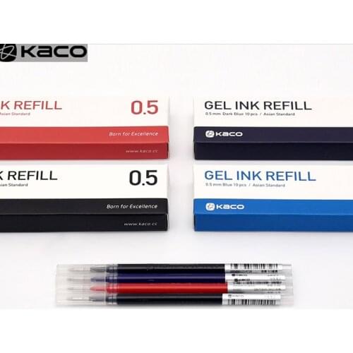 10pcs/pack for Xiaomi Gel Pen Kaco 0.5MM Refill Blue/Black/Navy Blue Ink Retractable Sign Pen Ballpoint Pens for office School