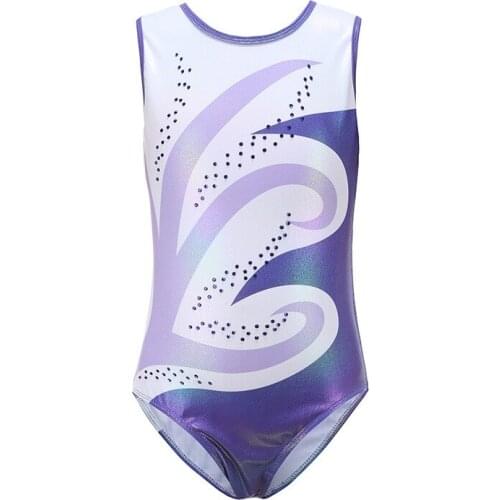 Gymnastics Dancesuit Children Girls Diamante Sleeveless Ballet Practice Dance Wear Gymnastics Bright Color Body Suits M