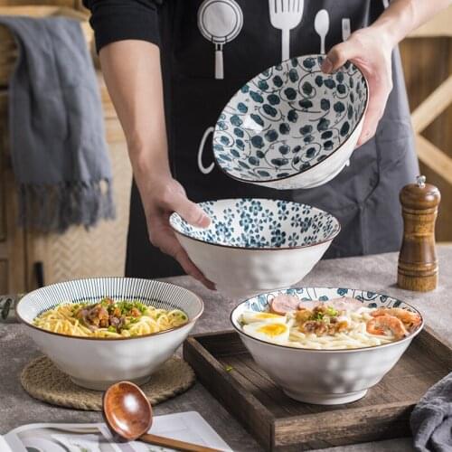 Ceramic Noodle Bowl Japanese Trumpet Bowl Household Hat Bowl Creative Tableware Noodle Restaurant Restaurant Ramen Soup Bowl hot