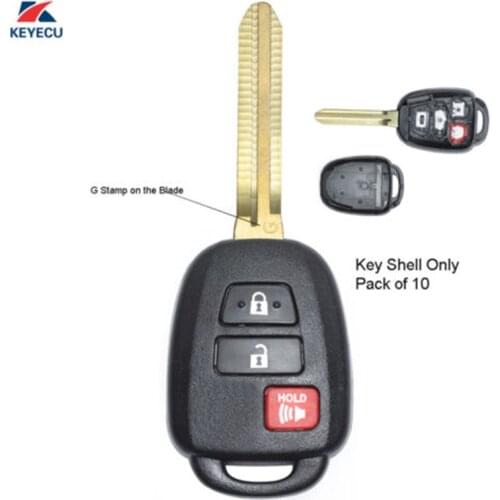 KEYECU Replacement Remote Key Shell Case Fob 2+1 Button for Toyota Camry Corolla G Stamp on the Blade