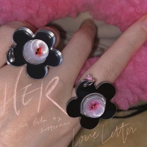 Goth Injured Eye Opening Rings for Women Resin Handmade Fashion Vintage Charms Y2K Rings Jewelry Friendship Gifts New Party