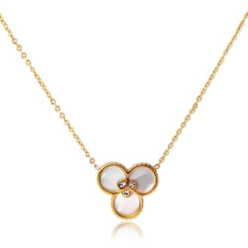 Three Round Circle Shell Short Necklace Pendant Stainless Steel Gold Jewelry Wedding Classic Statement Necklace For Women