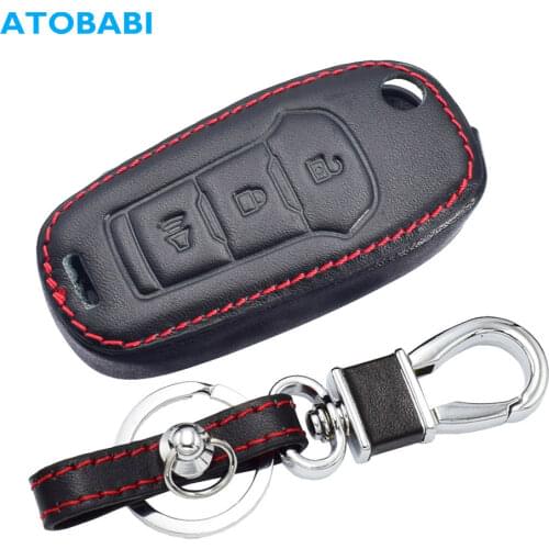 Leather Car Key Cases 3 Buttons Folding Remote Control Protector Cover For Ford Escape F-150 F-250 F-350 F-450 F-550 Ranger 2020
