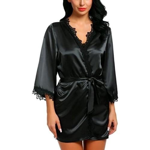 Lace sleeve sexy women nightwear robes plus size wedding kimono satin silk female bathrobes bridemaids robes 2017 vs brand ho