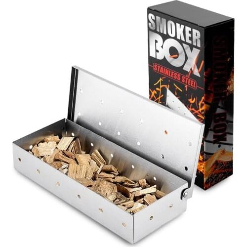 BBQ Smoke Box Wood Chip Smoker For Meat Smoking Barbecue Washable And Foldable Stainless Steel Smoke Box Outdoor Canp BBQ tools