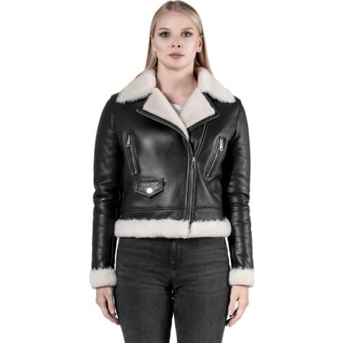 Winter Sheepskin Coat Fur Jacket Women Fashion Casual Bomber Jacket Shearling Coat High Quality