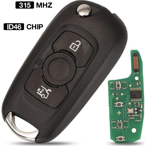 Kutery 3 Buttons For Buick Opel Fob Flip Folding Smart Remote Control Car Key ASK 315MHz ID46 Chip Uncut Blade Replacement