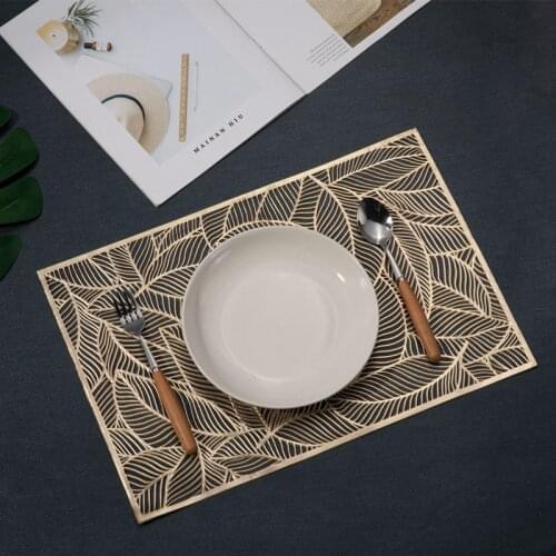 Hot Rectangular Heat Insulation Placemat Nordic Style Hollow Table Mat Hotel Restaurant Dish Mat Leaf Decoration Mat