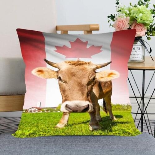 New Arrival Cow Animal Pillowcase Wedding Decorative Pillow Cover Custom Printed Soft Satin Fabric Pillow Cases Not Fade